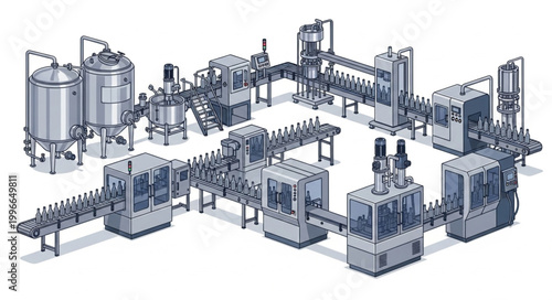 Automated Beverage Bottling Production Line Equipment.