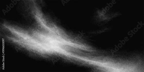 A ghostly x-ray of a human skull dissolves into dark smoke and ethereal mist against a black texture background with motion light