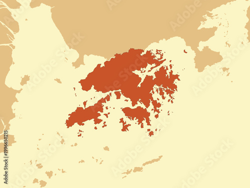 Hong Kong map flat vector illustration.