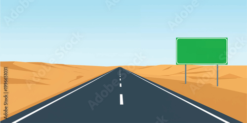Desert Highway Road with Right Side Billboard Banner Background