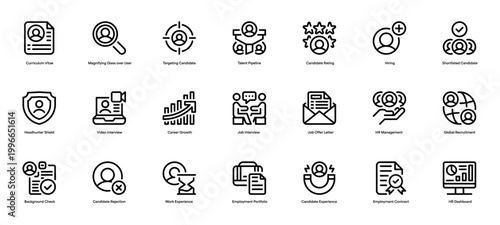 Head Hunting Line Icon, Outline Symbol for Talent Recruitment, Career Opportunity, Employee Search, Job Placement, and Resource Acquisition. Vector Sign Icon.