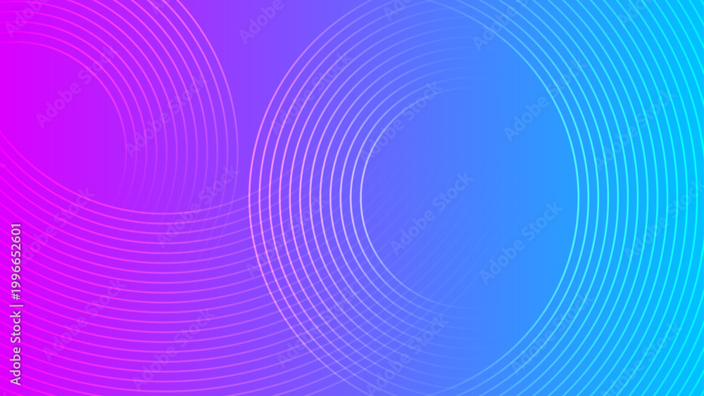 Obraz premium Minimalist background featuring thin circular geometric lines on a pink and blue gradient