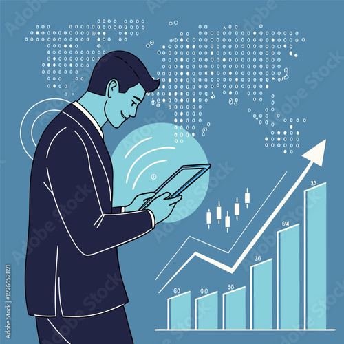 Futuristic Business Analytics and Global Financial Growth Technology Concept