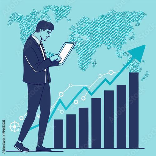 Futuristic Business Analytics and Global Financial Growth Technology Concept