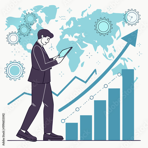 Futuristic Business Analytics and Global Financial Growth Technology Concept