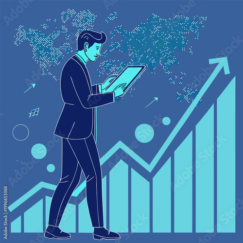 Futuristic Business Analytics and Global Financial Growth Technology Concept