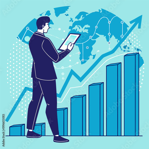 Futuristic Business Analytics and Global Financial Growth Technology Concept