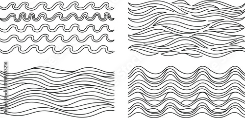 Abstract wavy lines set flowing curves pattern design elements outline vector collection isolated