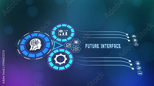  Innovative future interface design with holographic icons and neural connectivity for next generation user experience and data.
