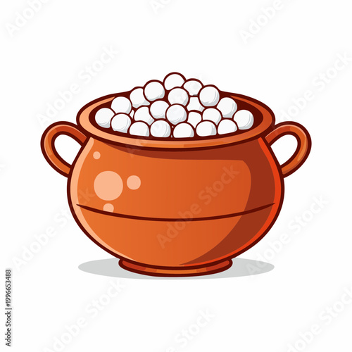 Clay Pot Filled with White Spheres