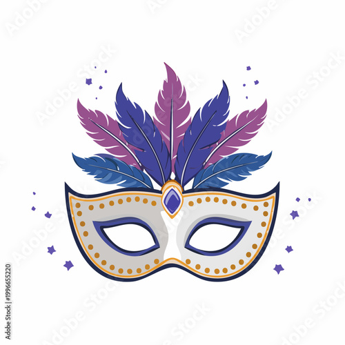 Mardi Gras Mask with Feathers and Jewels