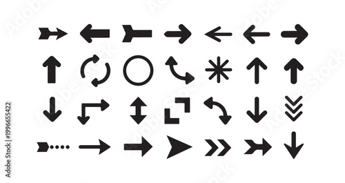 Arrow icons navigation cursor pointers collection direction signs set.