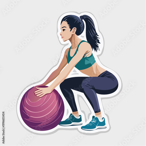 Woman Exercising with Fitness Ball