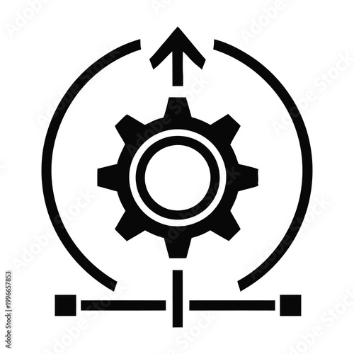 Gear turning clockwise with arrows