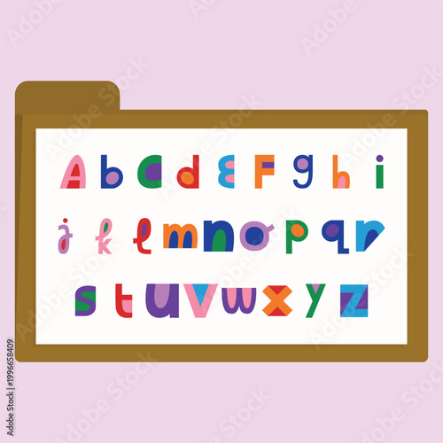 Colorful playful back to school alphabet set