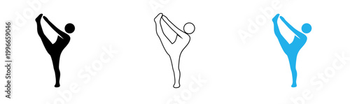 Fotografía Elegant silhouette of a woman performing a yoga pose against a black background