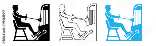 Rowing machine exercise illustration a simple fitness icon for gyms and workouts