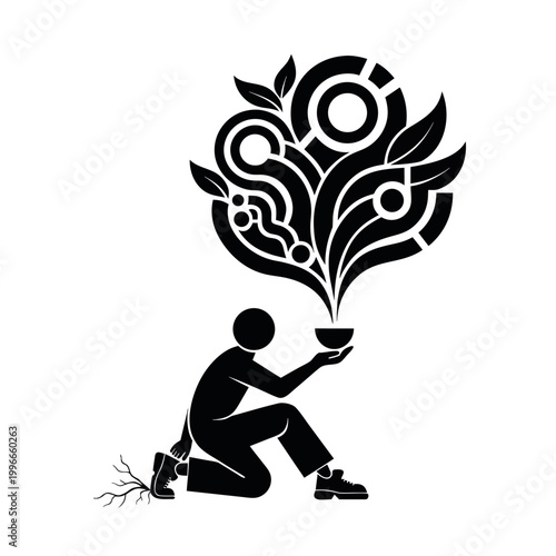 Entrepreneur Planting Success Growth Seed Silhouette Illustration