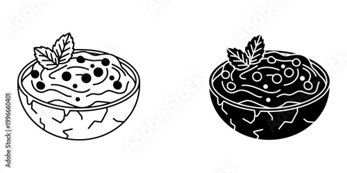 Indian street food chaat icon set with pani puri golgappa and dahi puri in line and silhouette styles for menu design restaurant signage mobile app interface food blog graphics and social media ads.