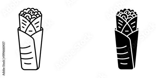 Samosa pav and misal pav vector icons set featuring indian street food favorites in line art and silhouette styles for restaurant branding food delivery apps menu design and culinary blog graphics.