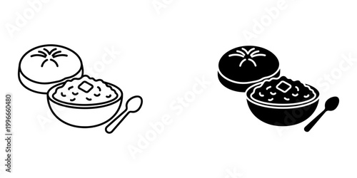 Kathi roll and burrito vector icons set featuring indian and mexican street food favorites in line art and silhouette styles for food truck branding menu design restaurant apps and blog graphics.