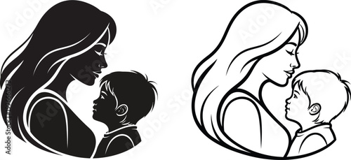 Mother and child silhouette a tender moment of connection and nurturing love