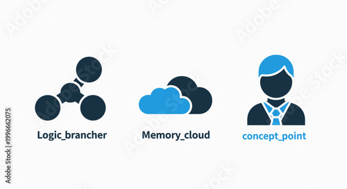 Technology icons for logic branching memory cloud storage and user concept point design with technology branching professional software development computing internet connectivity database
