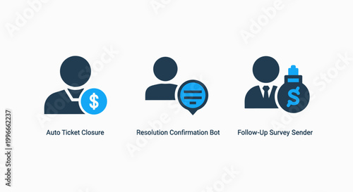 Business customer support and survey analysis icon set with customer feedback business analysis communication management experience financial interaction resolution corporate strategy