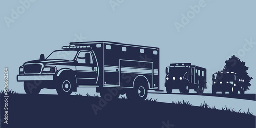 Quadro su tela a truck is towing a recreational vehicle on a road Vector
