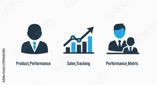 Product performance and sales tracking metric icons with performance tracking business analytics analysis management statistics marketing financial development information corporate