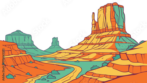Cuadro en lienzo a large rock formation in a desert landscape Vector