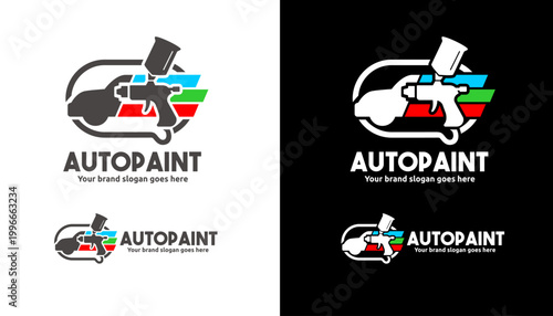 Professional Automotive Refinishing Symbol, Custom Car Painting Service Emblem