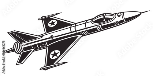 Foto a black and white drawing of a fighter jet Vector