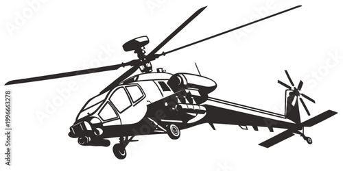 Bild auf Leinwand a black and white drawing of a helicopter Vector