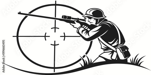 Fotografie a man aiming a rifle at a target Vector