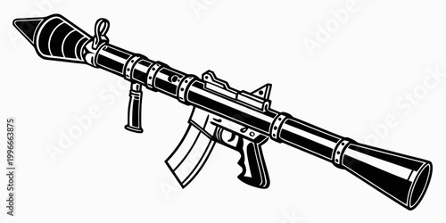 Fotografía a black and white drawing of an ak 47 assault rifle Vector