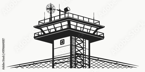 Tableau sur toile a tall tower with a railing and a window Vector