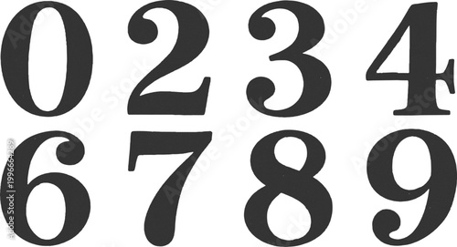 Vintage classic serif numbers set typography design elements retro elegant numeral digits isolated vector illustration. 