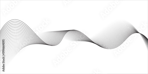 Abstract wave element for design. Digital frequency track equalizer. Stylized line art background. Vector illustration. Wave with lines created using blend tool. Curved wavy line, smooth stripe.