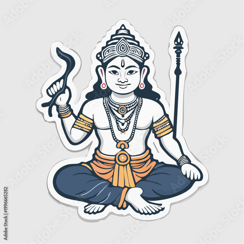 Illustration of Hindu deity Vishnu in meditative pose
