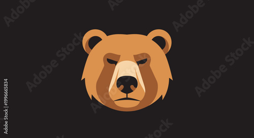 Brown bear head illustration closeup.