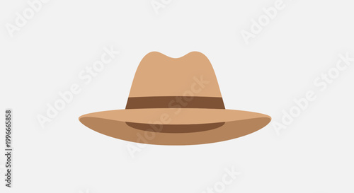Brown Fedora Hat with Wide Brim.