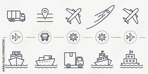 Quadro su tela various modes of transportation icons Vector