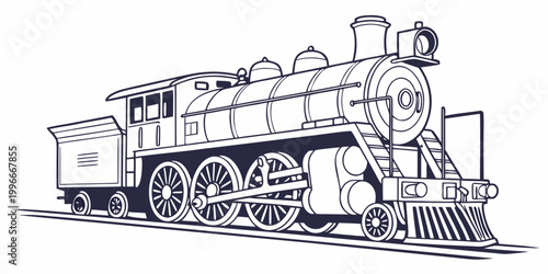 Foto a black and white drawing of a steam locomotive engine Vector