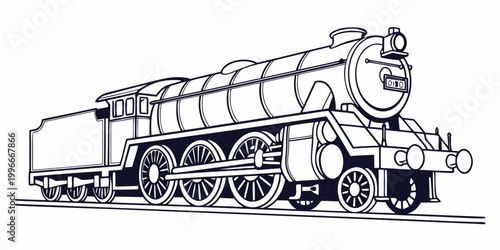 Bild auf Leinwand a black and white drawing of a steam locomotive Vector