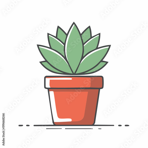 Stylized illustration of a succulent plant in a terracotta pot