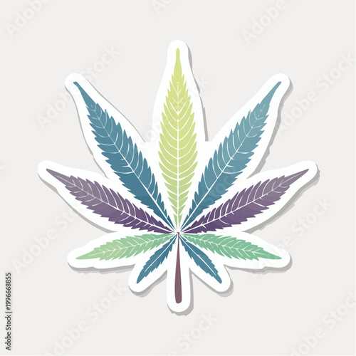 Stylized Cannabis Leaf Icon with Gradient Colors