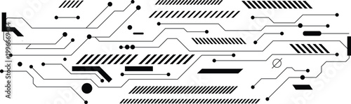 Abstract digital circuit board pattern with lines and dots, futuristic technology background vector illustration