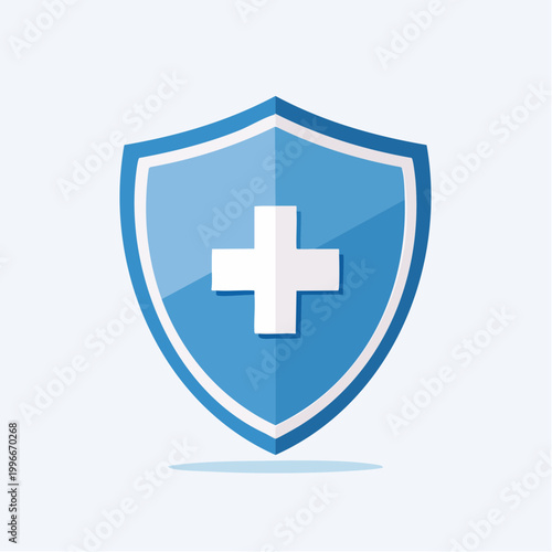 Blue Shield with White Medical Cross Icon