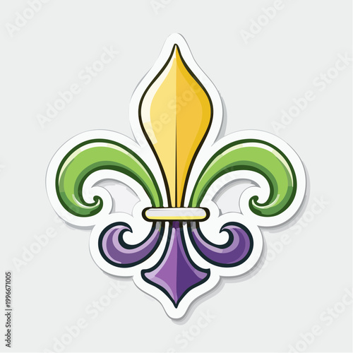 Fleur de Lis Symbol in Mardi Gras Colors
